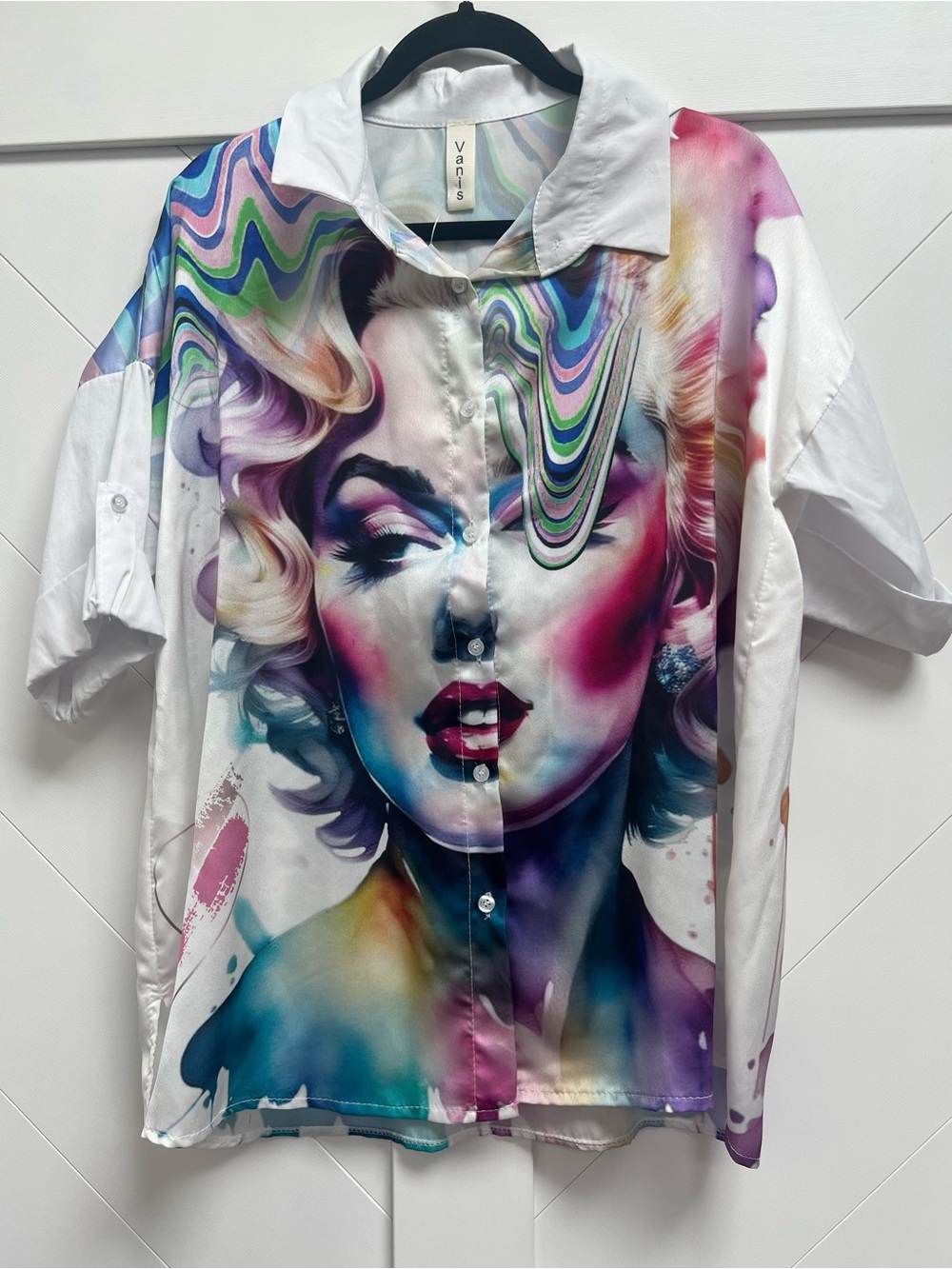 Marilyn Monroe Pop-Art Graphic Button-Down Shirt by Vanis NWT